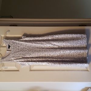NWT WHBM Silver Sparkly Evening Dress Size 4